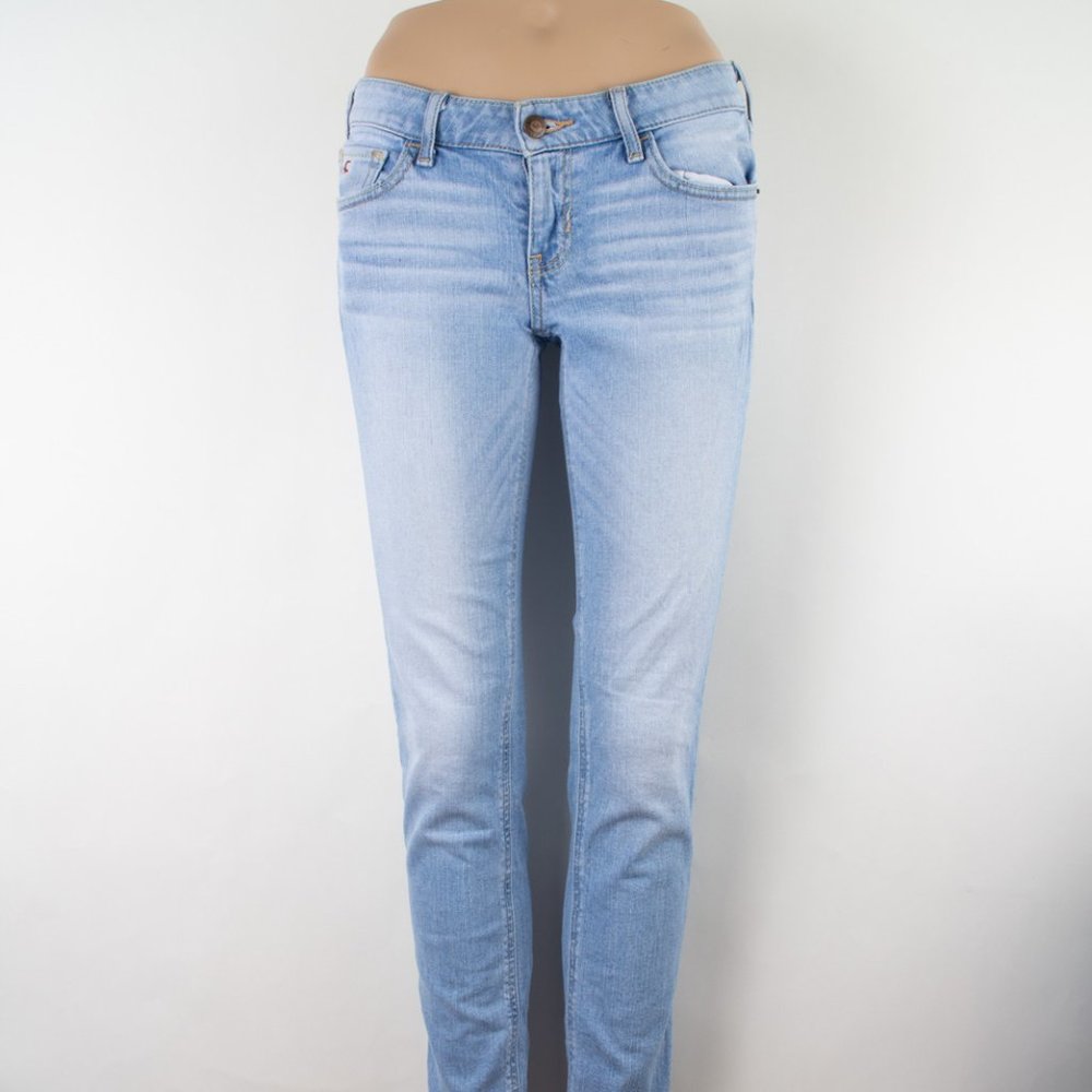 Hollister Skinny Boot 3 (28 X 30) Women's Juniors Denim Jeans Light Wash Zip Fly